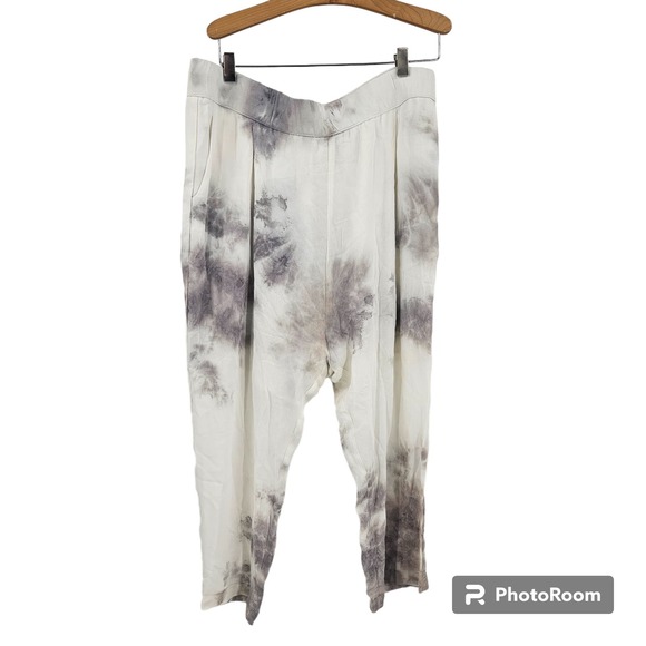 Enza Costa Pants Cream Brown Lunar Patina Tie Dye Drop Crotch Pull On Size 3 - Picture 2 of 9